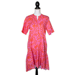 Tucker NYC Laura Dress in Citrus Figi Floral Pink Orange Knee Length Size Small
